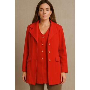 Vintage Montgomery Ward Red Blazer & Vest Set Women’s 13/14 Polyester